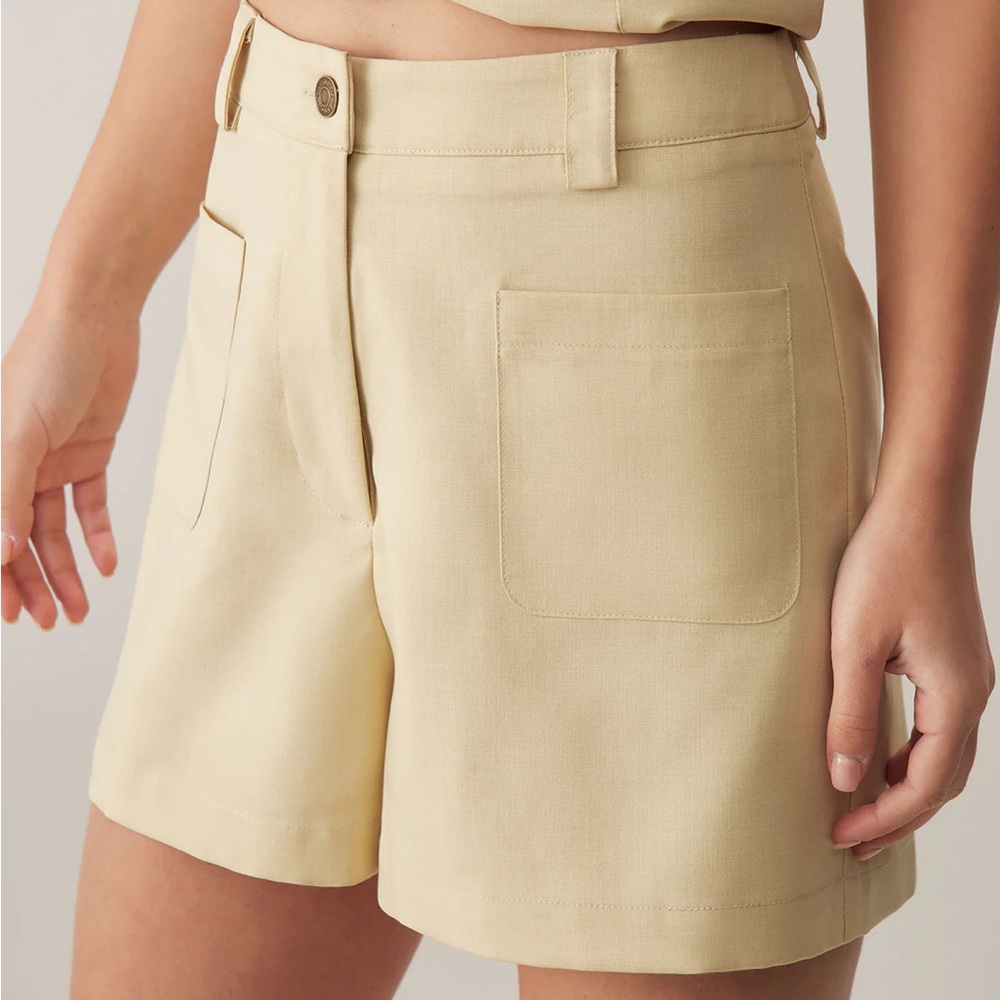 Rihoas Yellow High Waisted Pocket Shorts